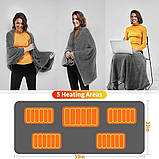 Електрична ковдра USB, портативний плед із підігрівом, 155x80 з 3 режимами нагрівання Електроковдра із застібкою, фото 3