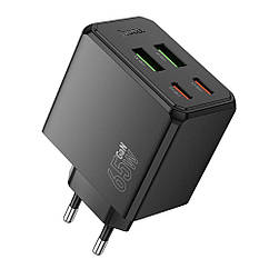 Мережевий зарядний пристрій Hoco CS19A 2 USB-C/2USB PD/QC 65W Колір Чорний