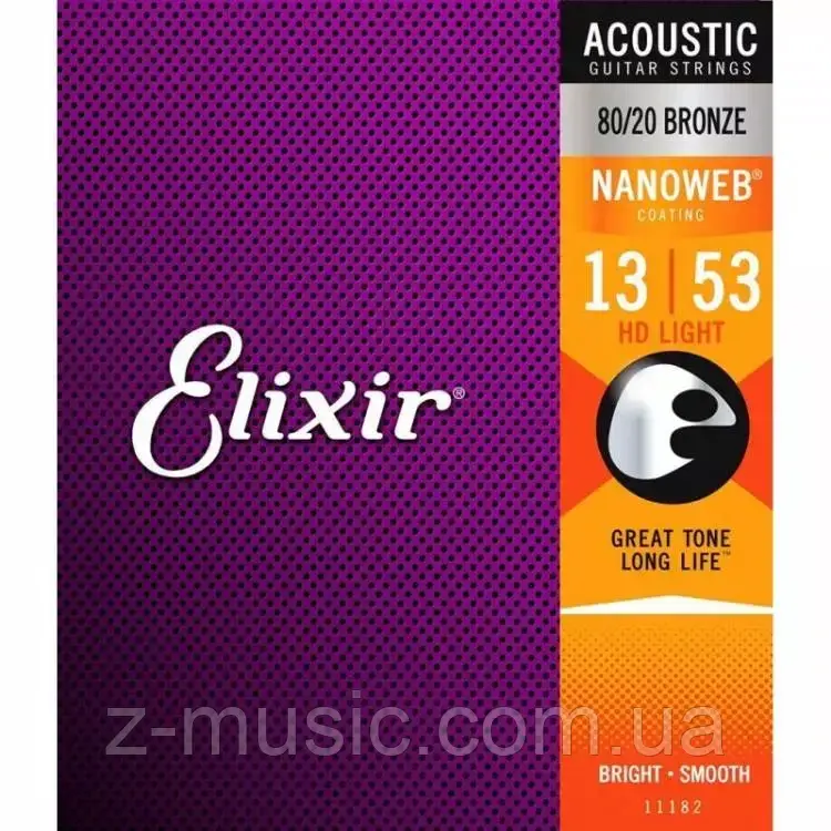 Струни для акустичної гітари Elixir AC NW HDL (13-53), фото 1