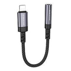 Перехідник Borofone BV24 iP to AUX 3.5 mm (female) 15 cm Колір Сірий