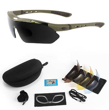 Сонцезахисні окуляри тактичні Oakley олива з поляризацією 5 лінз One size+.PeremogaUA