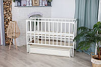 Дитяче ліжечко з ящиком, маятником, відкидний бік, дерево бук - "Анастасія". Колір-слонова кістка.