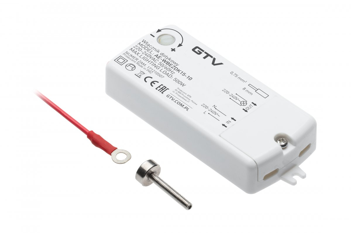 Сенсорний вимикач GTV під гвинт 230 В max.500 W (з гвинтом), кабель 2 м