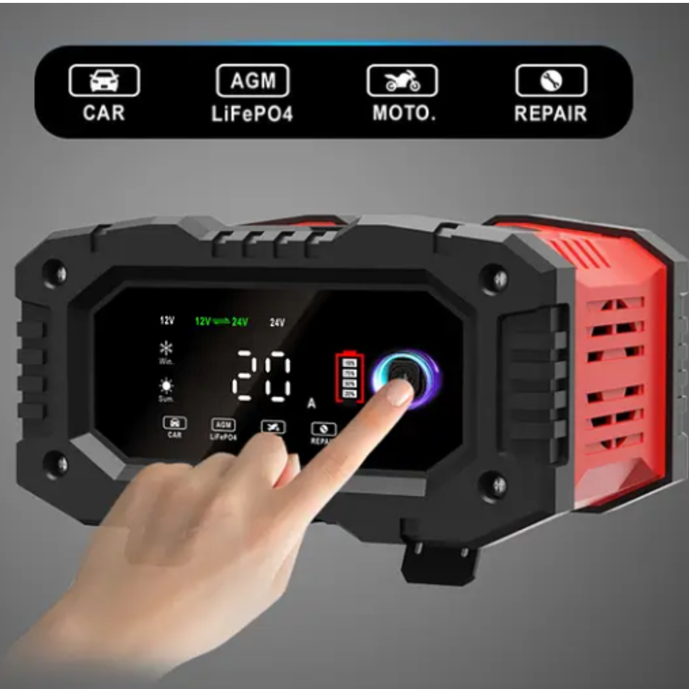 Автоматичний зарядний пристрій імпульсний 12V-20A/24V-10A.Зарядний для автомобільного акумулятора, фото 1