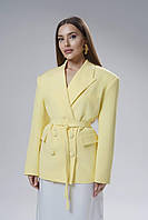 Жіночий піджак з поясом жовтий