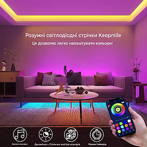 Світлодіодна стрічка Keepsmile 30M (2 рулони по 15M) з керуванням через Bluetooth Smart App, синхронізацією музик, фото 3