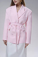 Жіночий піджак з поясом рожевий