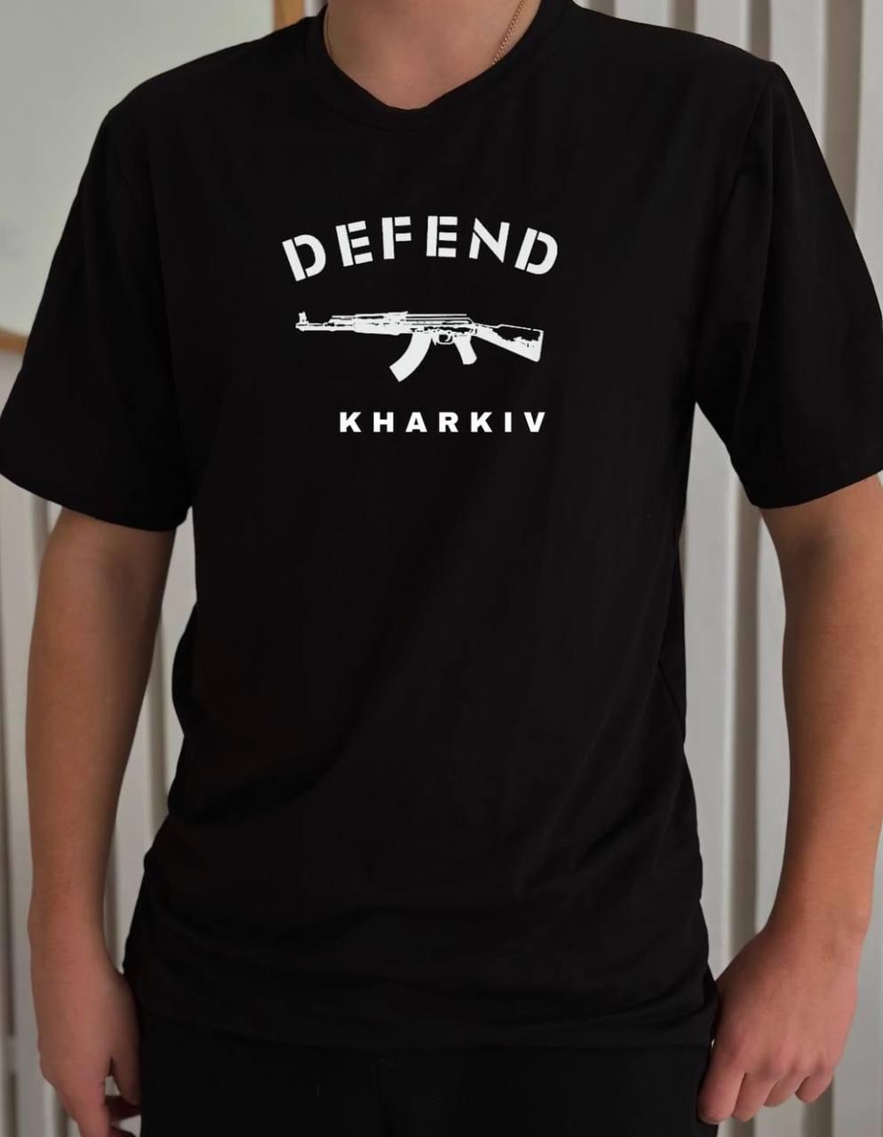 Футболка чорна DEFEND KHARKIV