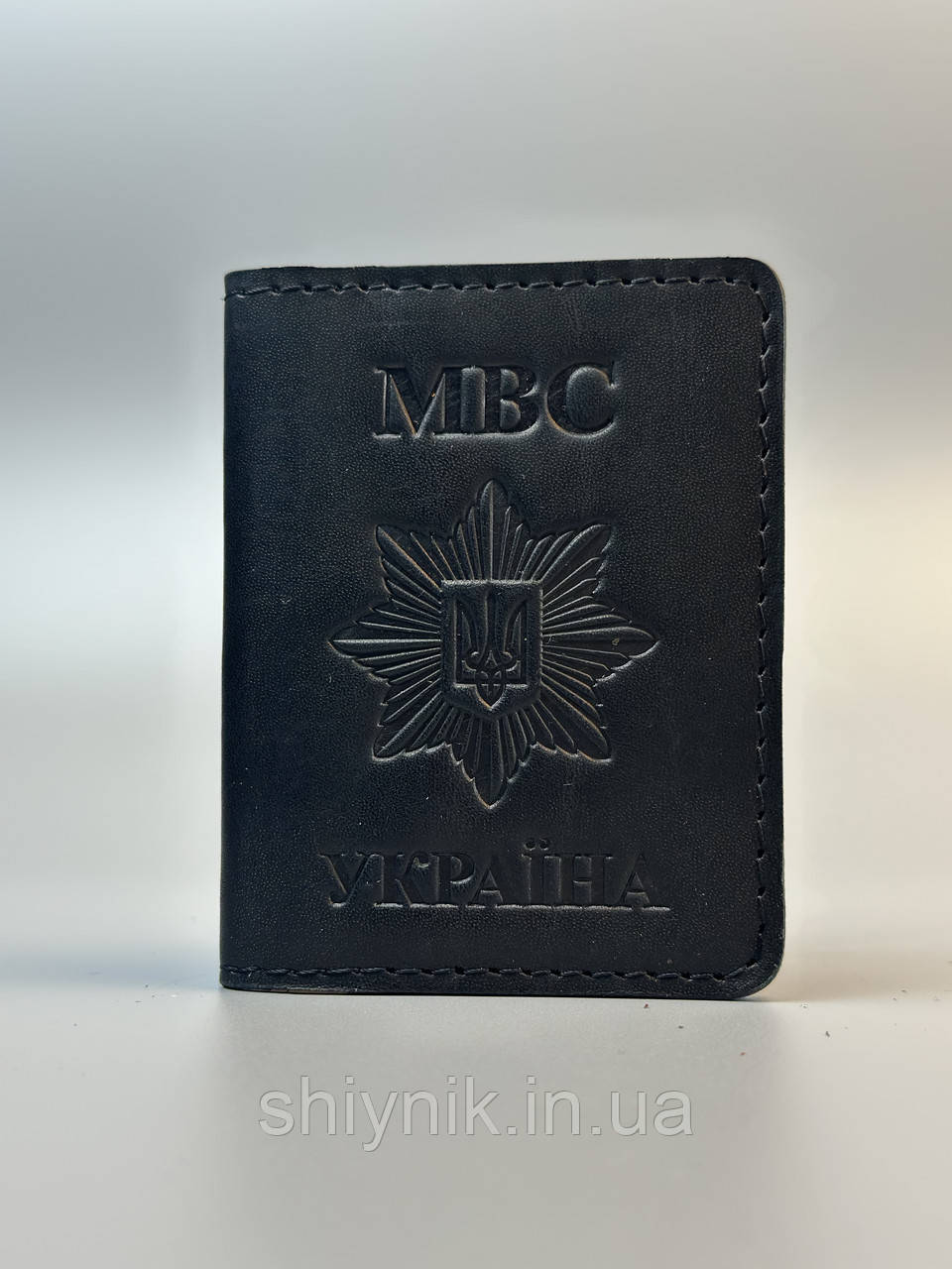 Шкіряна обкладинка для посвідчення МВС чорна