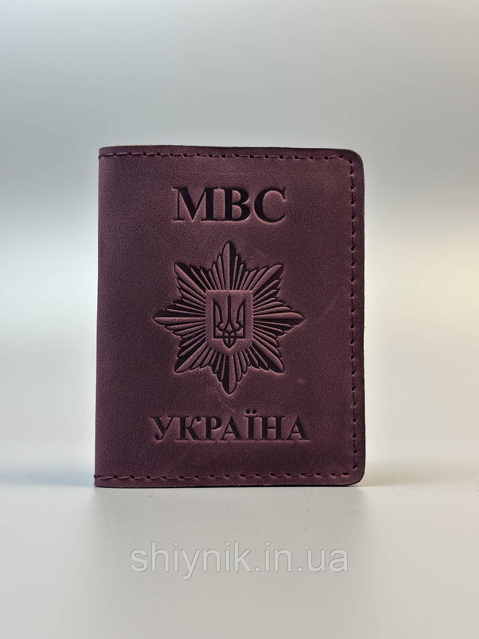 Шкіряна обкладинка для посвідчення МВС бордова
