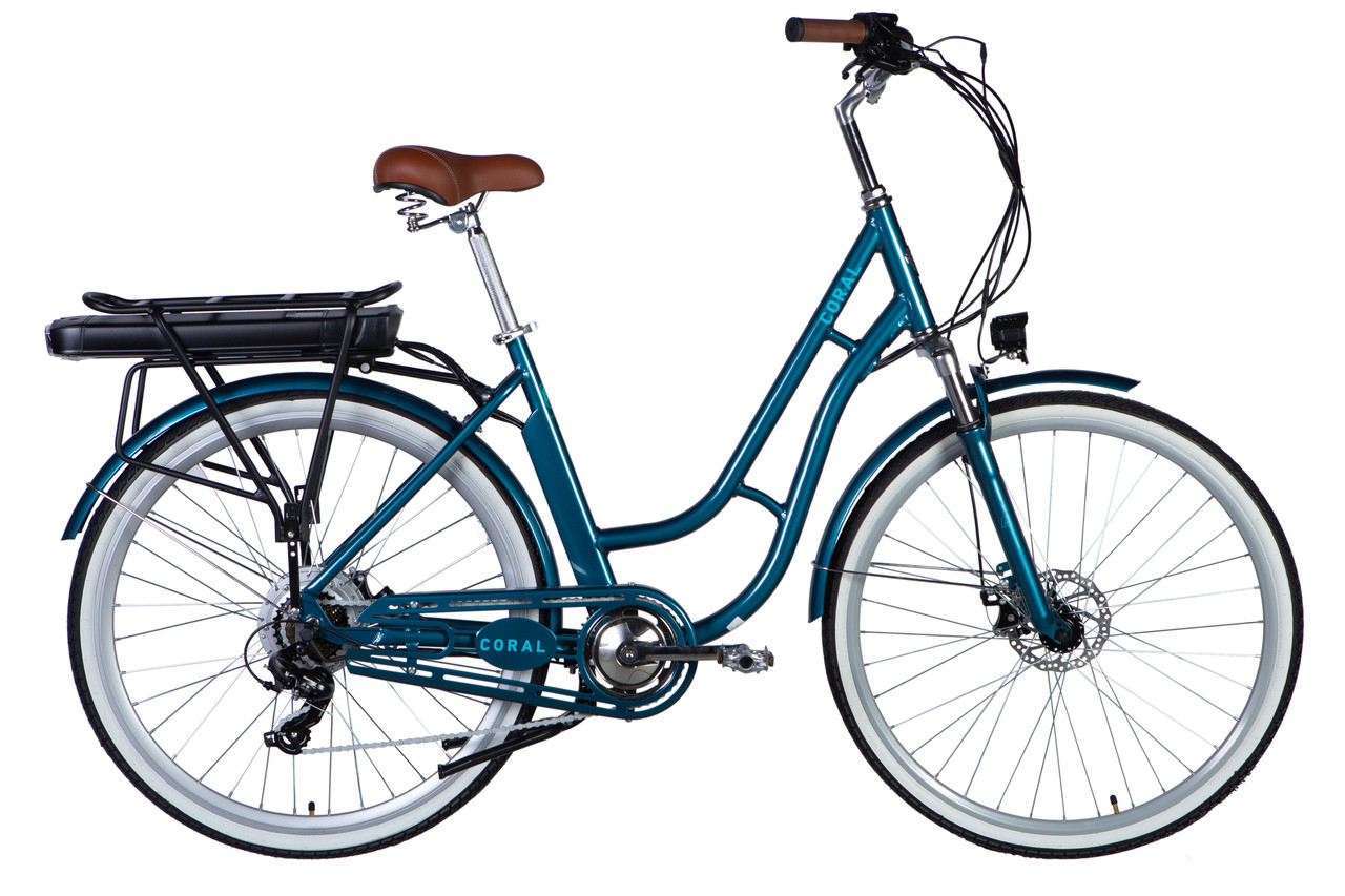 Велосипед з електроприводом 28" AL Dorozhnik eCORAL DD FR рама-19" 48B 12.5А*г 500Вт темно-бірюзовий YS 767 2025