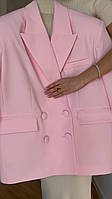 Жіночий піджак з поясом рожевий