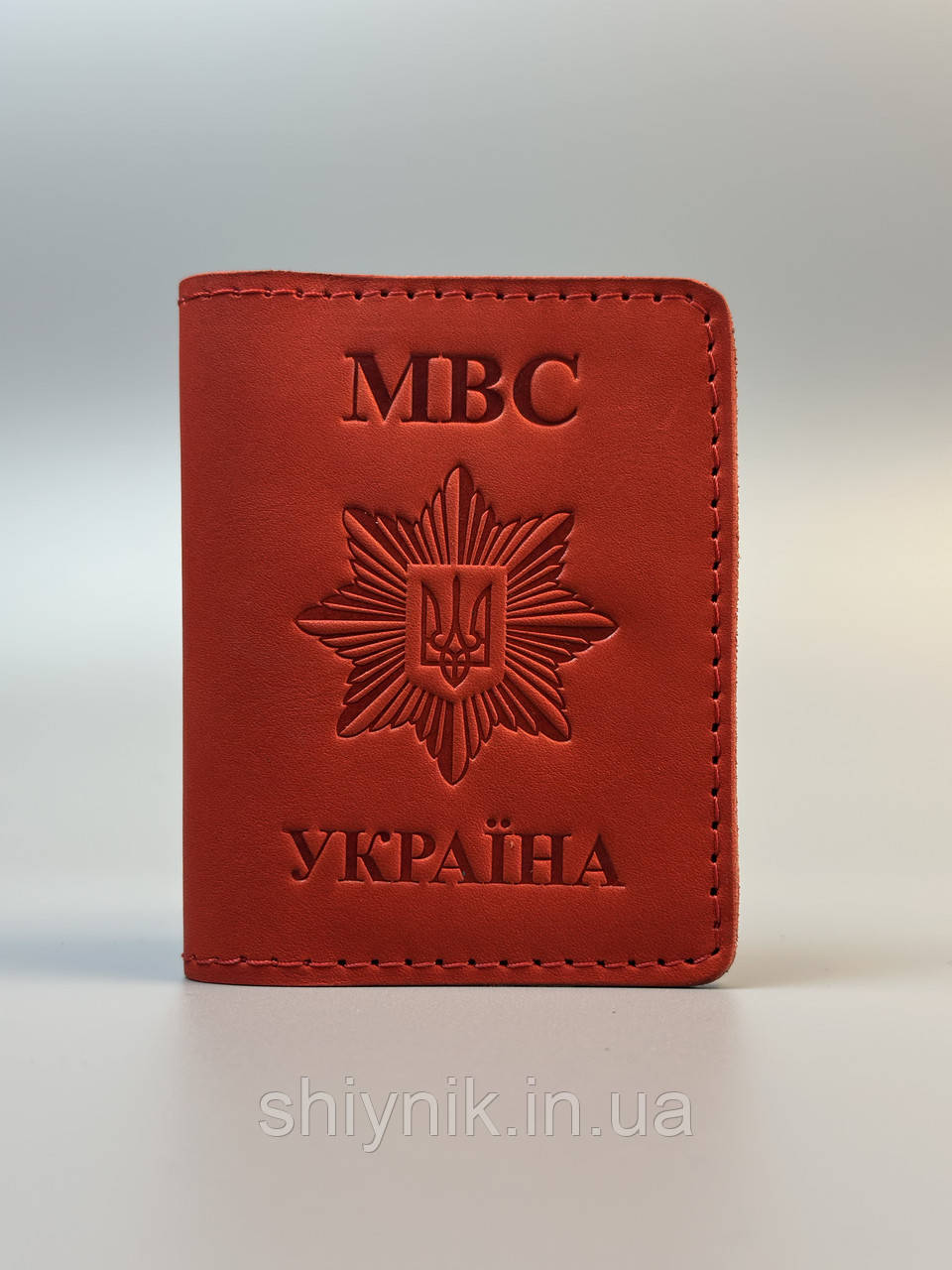 Шкіряна обкладинка для посвідчення МВС червона