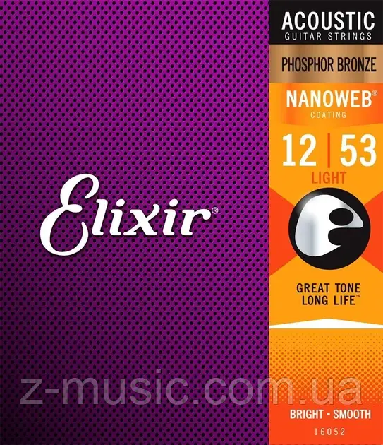 Струни для акустичної гітари Elixir PB NW L (12-53)