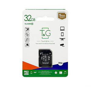 Карта пам'яті microSD / SDHC class 10 (UHS-I U3) T&G (Touch&Go) 32GB з адаптером