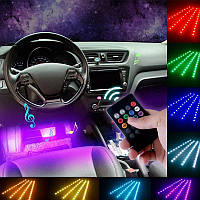 Декоративна RGB LED-підсвітка в авто Car atmosphere Light з пультом, вологостійка, у прикурювач
