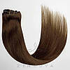 Натуральне Європейське Волосся на Заколках 55 см 110 грам, Шоколад №05, фото 5