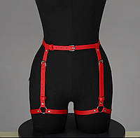 Портупея из экокожи на талию и бедра цвет красный