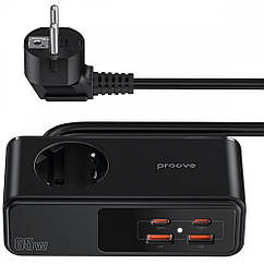 Мережевий фільтр Proove Homester Pro 65 W (AC + 2xType-C + 2xUSB) 1.5m black