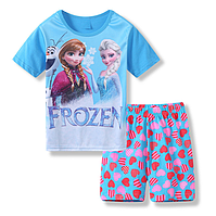 Дитяча літня піжама Анна та Ельза Frozen для дівчинки р.110–130 | Костюм принцеси для сну