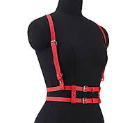 Портупея из экокожи под грудь (красная)