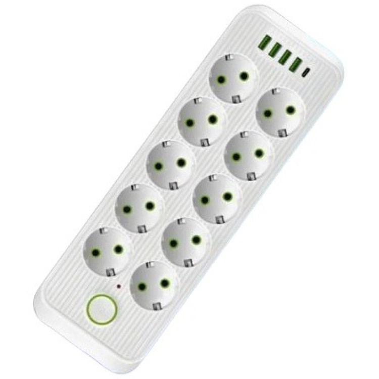 Мережевий фільтр-подовжувач 5 м 10 розеток з 4 USB і Type C F26U Тк-15/Тк-16 Np