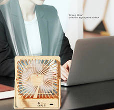 Настільний міні вентилятор акумуляторний ручний портативний Квадратний Desktop stand fan на акумуляторі, фото 5