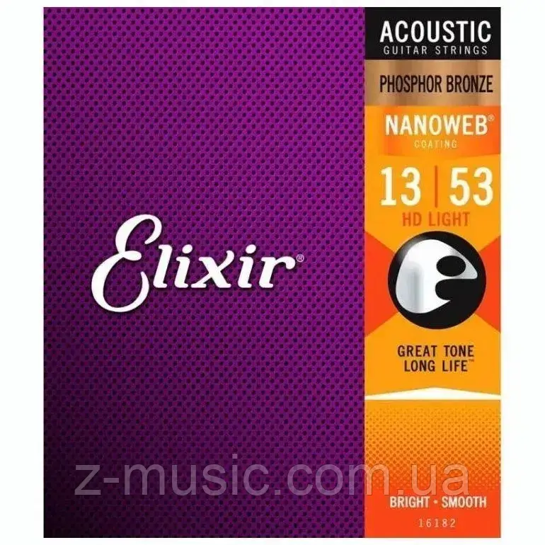 Струни для акустичної гітари Elixir PB NW HDL (13-53), фото 1