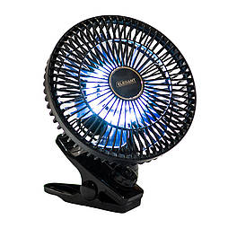Вентилятор на прищіпці з USB, батареею 2000мА/год та LED підсвіткою, діаметр 23 см Elegant EL 101 555