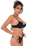 Трусики Daring Intimates чорні з квітковою аплікацією для сексуального образу розмір S/M відкритий доступ, фото 3