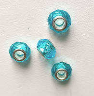 Намистини Шарм 3 шт 15х9 мм Кришталь Прозорий Блакитний