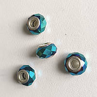 Намистини Шарм 3 шт 15х9 мм Кришталь Гальванічне Покриття Бирюзовий