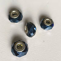 Намистини Шарм 3 шт 15х9 мм Кришталь Гальванічне Покриття Синій