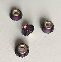 Намистини Шарм 3 шт 15х9 мм Кришталь Прозорий Фіолетовий