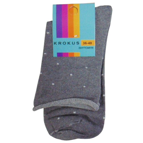 Шкарпетки без гумки горошок Krokus 36-40 сірі, фото 1