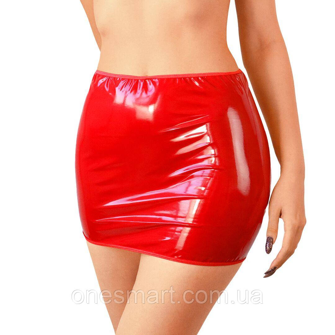 Сексуальна вінілова спідниця Art of Sex для інтимних моментів розмір S відверта міні-спідниця з вирізом на попі, фото 1