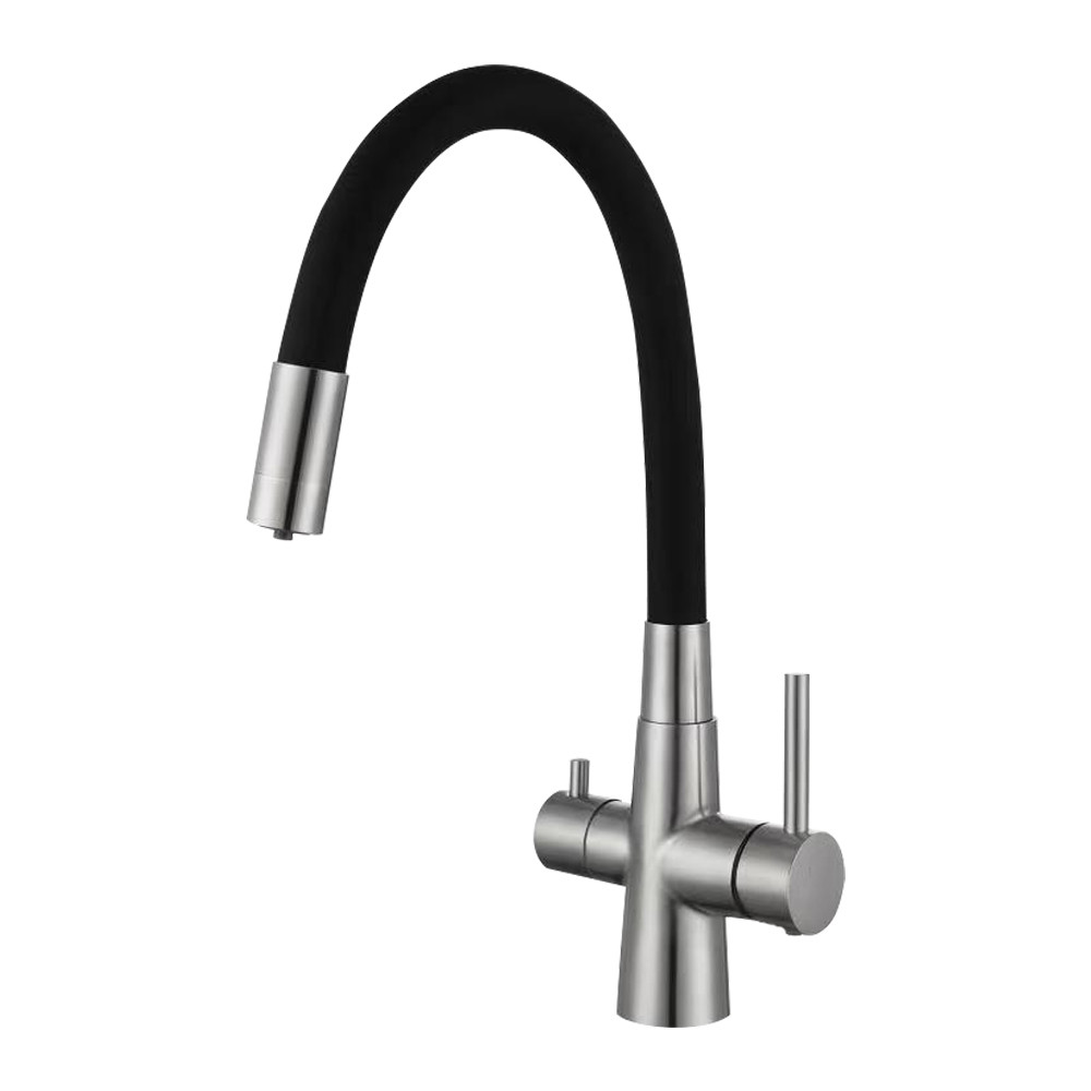 Змішувач для кухні WEZER INX4C-08B під осмос, гнучкий, нержав. сталь, чорний/сатин, фото 1