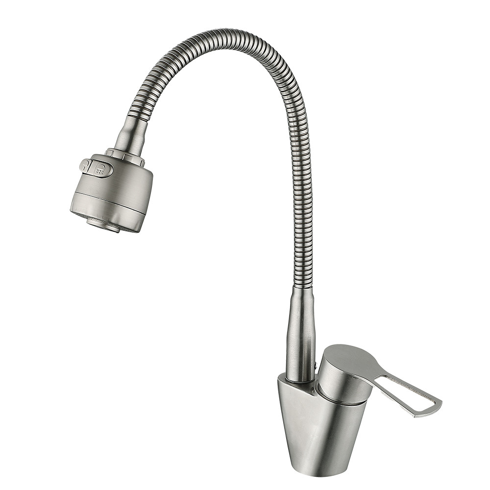 Змішувач для кухні WEZER POD4D-16 з рефлекторним виливом, нержавіюча сталь, Ø35, сатин, фото 1