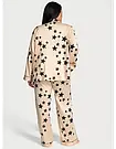 Сатинова Піжама Victoria's Secret Satin Long Pajama Set, Бежева з зірками, фото 2