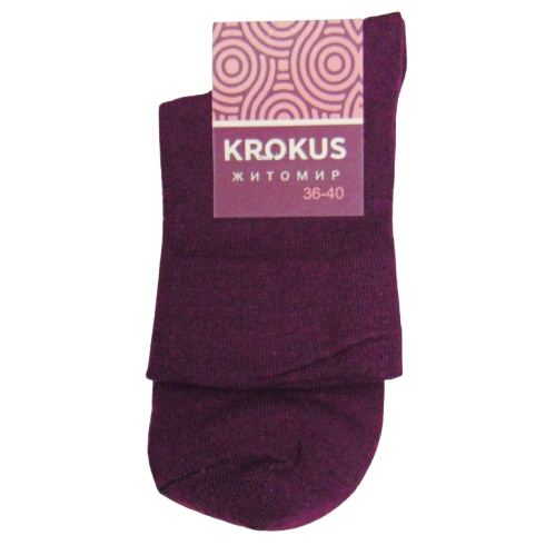 Шкарпетки без гумки із широким бортиком Krokus 36-40 бордові, фото 1