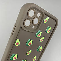 Чохол для iPhone 11 Pro Max коричневий чохол із зеленими авокадо на телефон айфон 11 про макс q06h, фото 3
