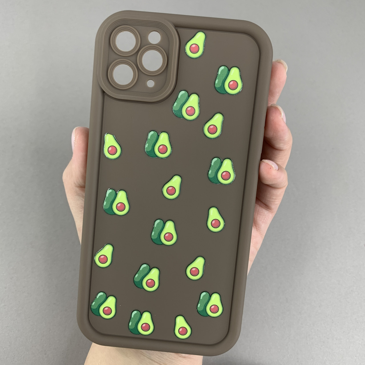 Чохол для iPhone 11 Pro Max коричневий чохол із зеленими авокадо на телефон айфон 11 про макс q06h
