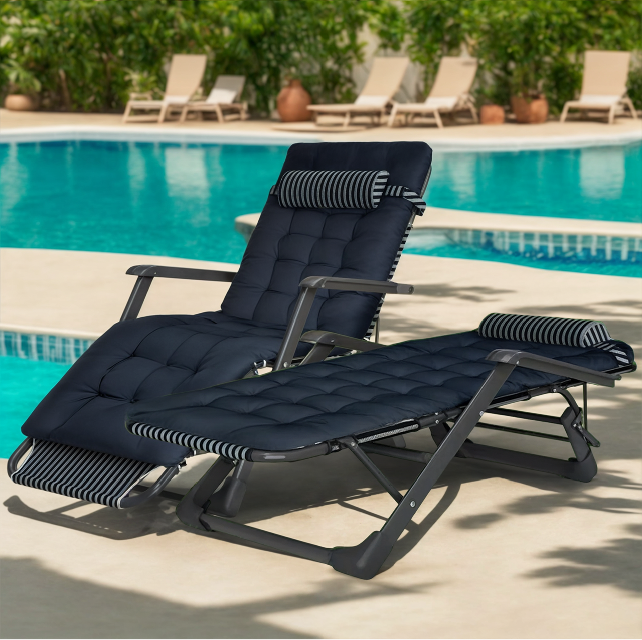 Розкладне крісло ліжко з подушкою LEOBRO Striped (LB-FCB-G1-STR), фото 1