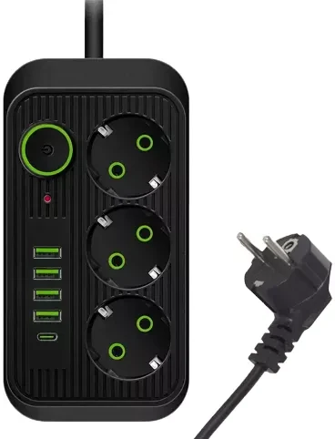 Мережевий фільтр-подовжувач 5 м 3 розетки з 4 USB і Type C F09U Тк-3/Тк-4 Np