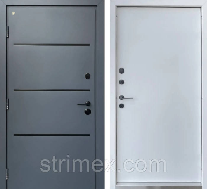 Двері вхідні вуличні металеві Strimex Lama PN 3K BAU Thermo System Графіт