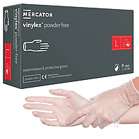 Рукавички | Вінілові | Прозорі | розмір L | Mercator vinylex Powder-free, 100 шт.