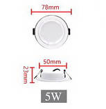 Білі LED світлодіодні стельові світильники 5 Вт 220 В врізні точкові, фото 3
