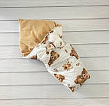 Літній конверт з гладкого плюшу для новонароджених, бежевий з принтом ведмедики, фото 2