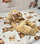 Демісезонний комплект одягу з гладкого плюшу для новонароджених, бежевий з принтом ведмедики, фото 9