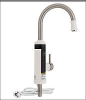 Проточний кран-водонагрівач кухонний для кухні Warm 059 White / Nickel Lidz
